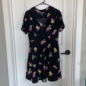 Size 6 ModCloth black floral dress.